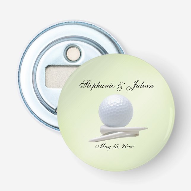 Golf Theme Wedding Green Names and Date Bottle Opener (Front)