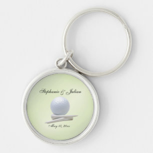 Golf Theme Wedding Green Names and Date Keychain