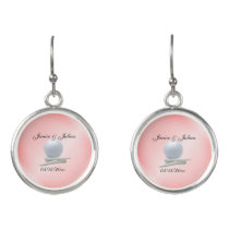 Golf Theme Wedding Pink Names and Date Earrings