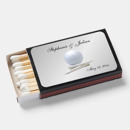 Golf Theme Wedding Silver Matchboxes