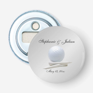 Golf Theme Wedding Silver Names and Dated Bottle Opener