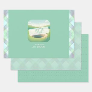 Golf Theme Wrapping Paper Flat Sheet Set of 3