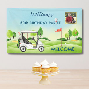Golf Themed 50th (any age) Photo Birthday Welcome  Banner