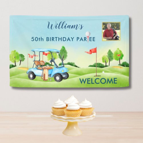 Golf Themed 50th (any age) Photo Birthday Welcome Banner