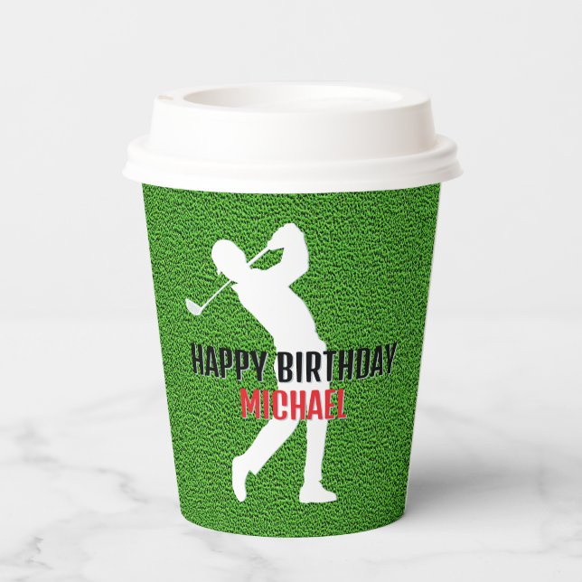 Golf-Themed 50th Birthday  Paper Cups (Back)