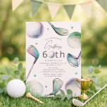Golf Themed 60th Birthday Par-tee Invitation<br><div class="desc">Make your 60th birthday an unforgettable event with our golf-themed par-tee invitations! Featuring playful designs of golf clubs,  balls,  and stars,  our invites set the tone for a fun-filled celebration. The pastel-hued palette of gray,  blue,  and green adds a touch of elegance. Fore sure,  these invitations are a hole-in-one!</div>