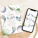 Golf Themed 60th Birthday Par-tee Invitation<br><div class="desc">Make your 60th birthday an unforgettable event with our golf-themed par-tee invitations! Featuring playful designs of golf clubs,  balls,  and stars,  our invites set the tone for a fun-filled celebration. The pastel-hued palette of gray,  blue,  and green adds a touch of elegance. Fore sure,  these invitations are a hole-in-one!</div>