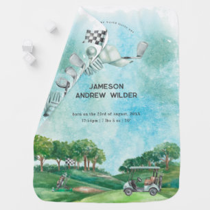 Golf Themed   Baby Birth Stats Baby Blanket