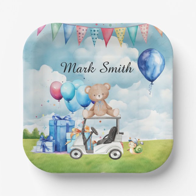 Golf  themed Baby Shower / Birthday for Boy  Paper Plates (Front)