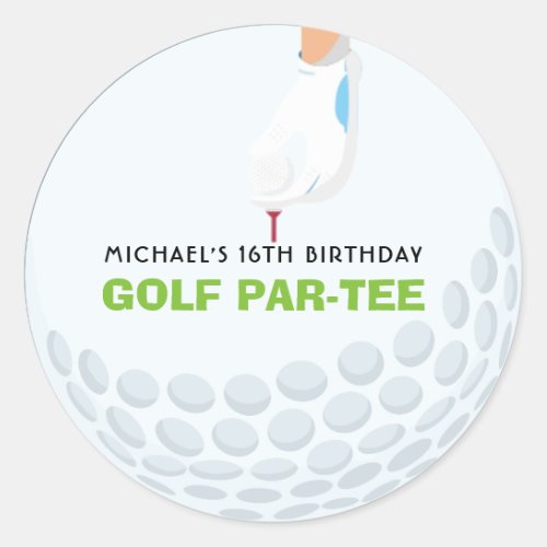 Golf Themed Birthday Classic Round Sticker
