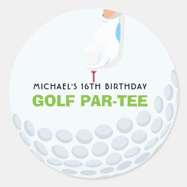 Golf Themed Birthday Classic Round Sticker (Front)