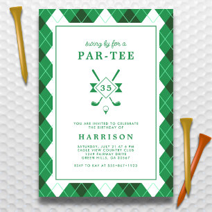 Golf Themed Birthday Party Any Age Preppy Green Invitation