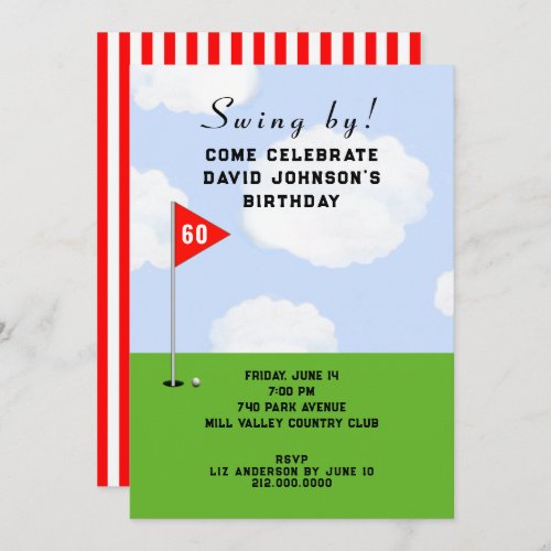 Golf Themed Birthday Party Invitation
