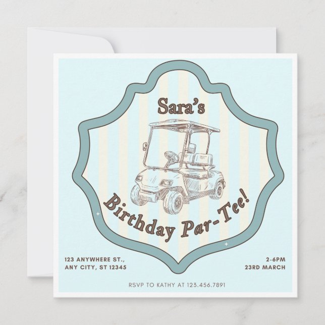 Golf Themed Birthday Party  Invitation (Front)