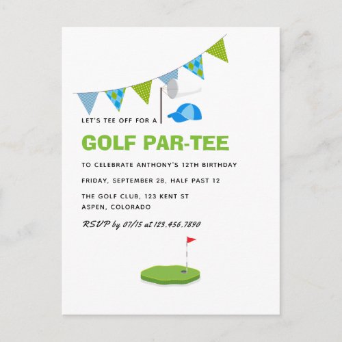 Golf Themed Birthday Party Postcard