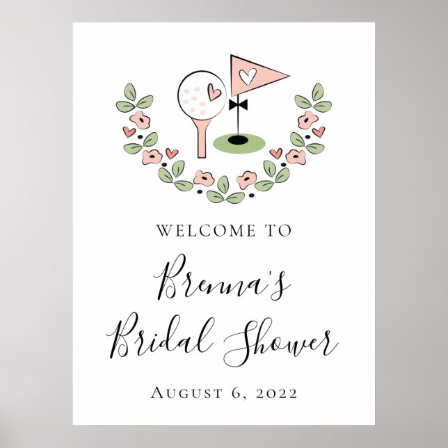 Golf Themed Bridal Shower Wedding Welcome Sign (Front)
