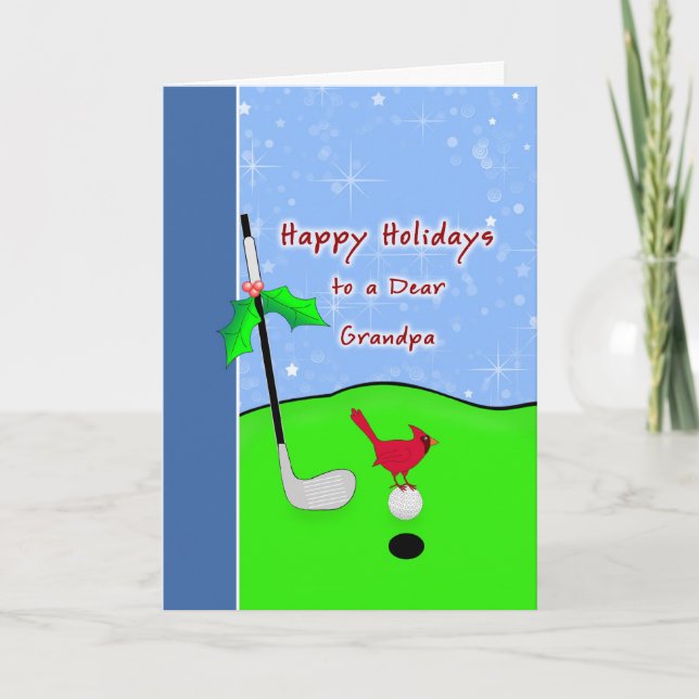Golf Themed Christmas Card for Grandpa (Front)