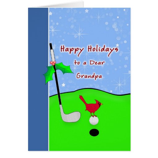 Golf Themed Christmas Card for Grandpa | Zazzle