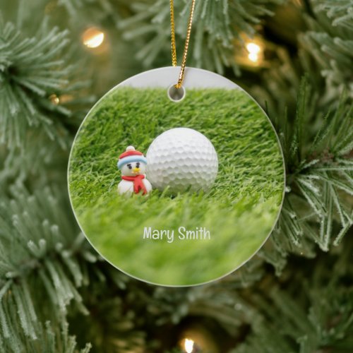 Golf themed Christmas gifts for Golfer Ceramic Ornament