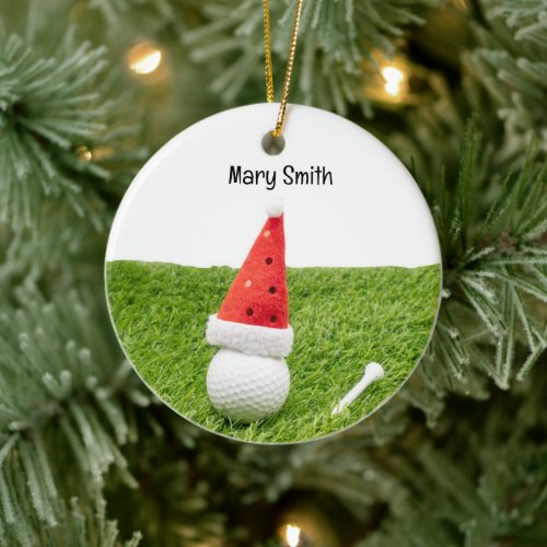 Golf themed Christmas gifts for Golfer Ceramic Ornament