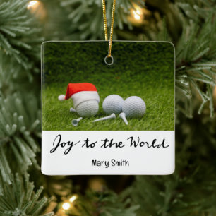 Golf themed Christmas gifts for Golfer Ceramic Ornament