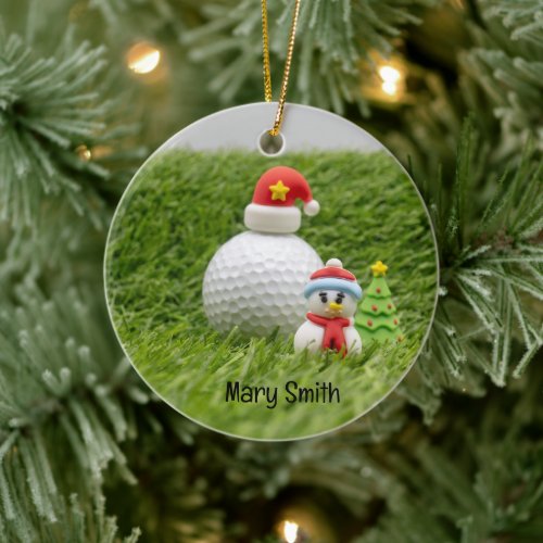 Golf themed Christmas gifts for Golfer Ceramic Ornament