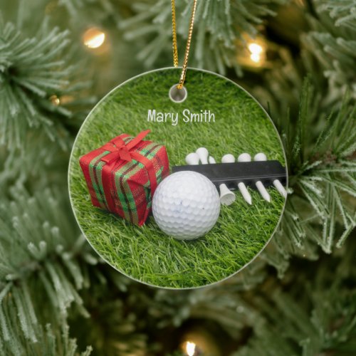 Golf themed Christmas gifts for Golfer Ceramic Ornament