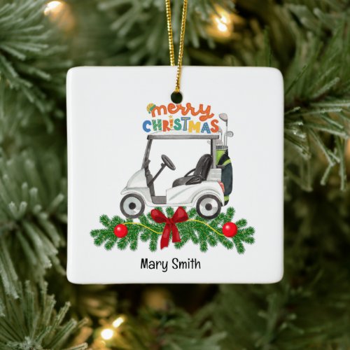 Golf themed Christmas gifts for Golfer Ceramic Ornament