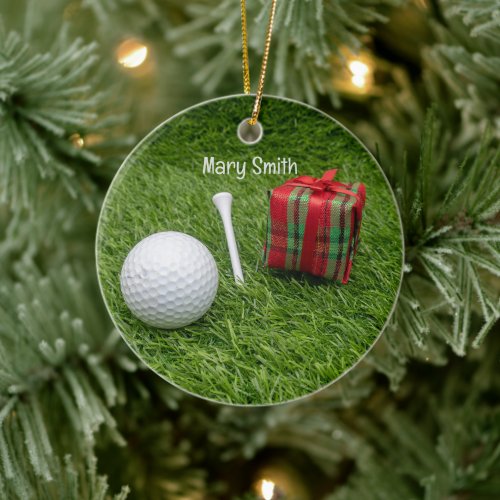 Golf themed Christmas gifts for Golfer Ceramic Ornament