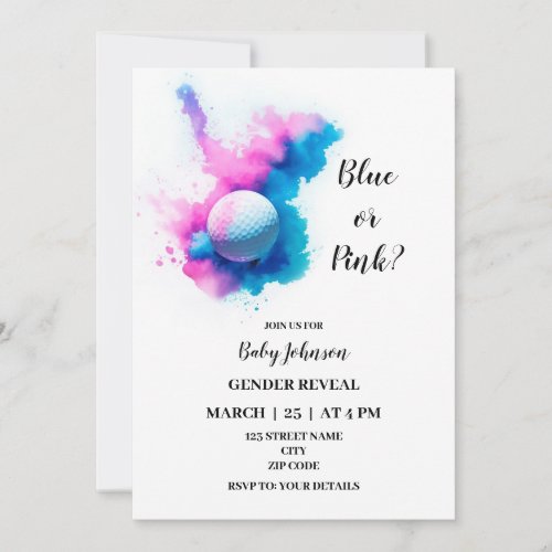 Golf themed gender reveal invitation