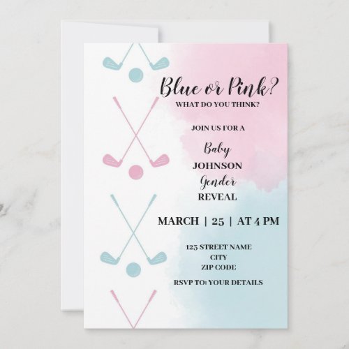 Golf themed gender reveal invitation