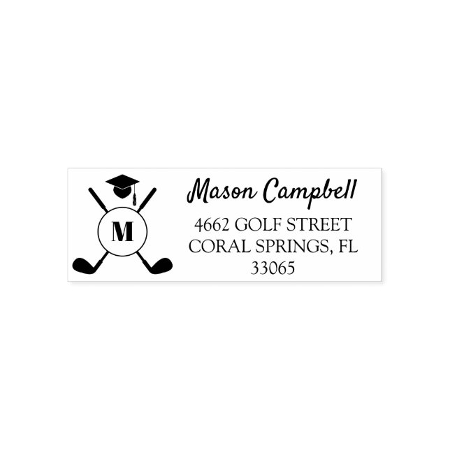 Golf Themed Graduation Monogram Return Address Self-inking Stamp (Design)