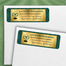 Golf Themed Green and Gold Return Address Labels
