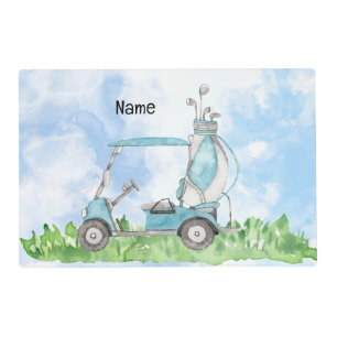 Golf themed kitchen towel watercolor placemat