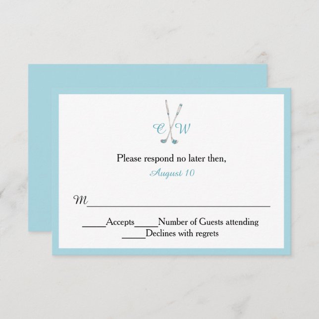 Golf Themed Monogrammed Wedding RSVP (Front/Back)