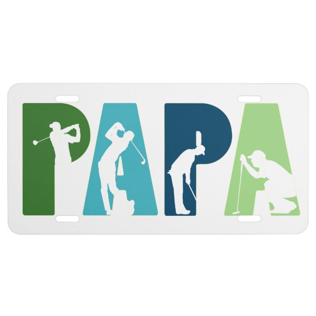Golf-Themed 'Papa' Design License Plate (Front)