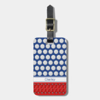 golf themed pattern custom name navy luggage tag