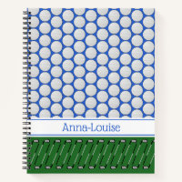 Golf themed pattern custom name notebook