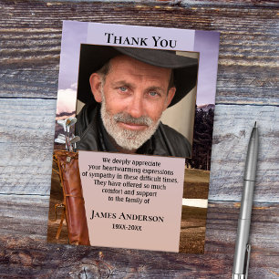 Golf Themed Sympathy Funeral Photo Thank You Card