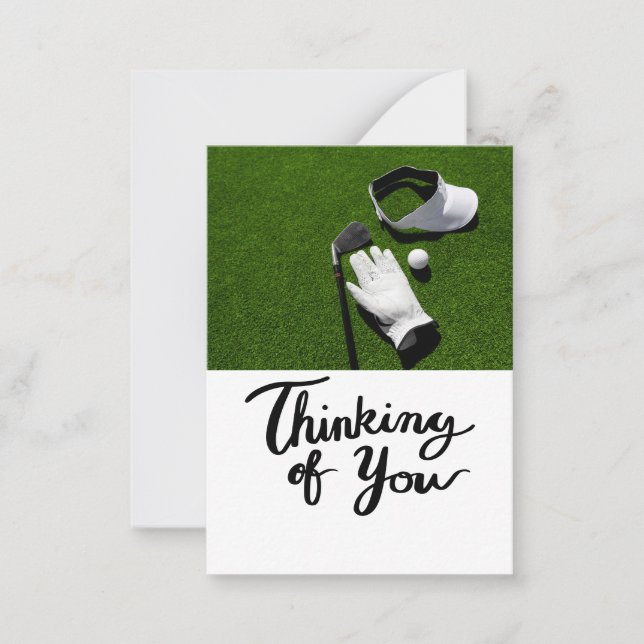 Golf Thinking of you on green grass Note Card (Front)