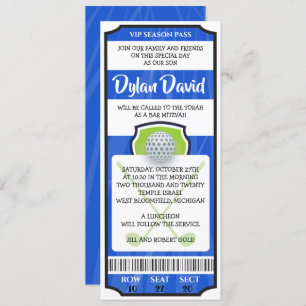 GOLF TICKET Bar Bat Mitzvah Invitation