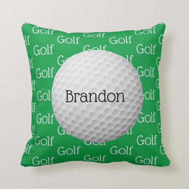 Golf Tiled Text Design Throw Pillow