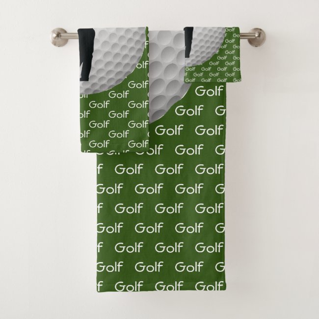 Golf Tiled Text Design Towel Set