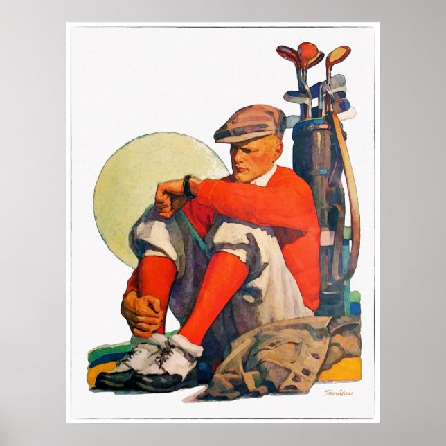 Golf Time Watercolour - Vintage 1931 Golf Print (Front)