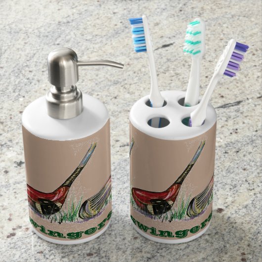 Golf Toothbrush Holder and Soap Dispenser (Front)