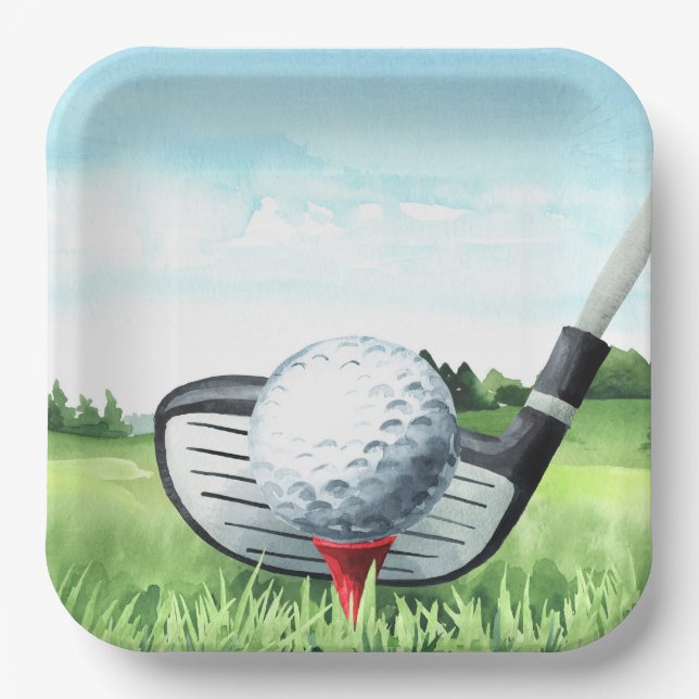Golf Tournamen Party Paper Plates (Front)