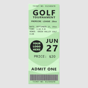 Golf Tournament Admit One Barcode Event Ticket