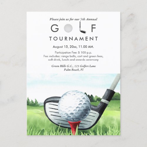 Golf Tournament Annual Invitation Postcard