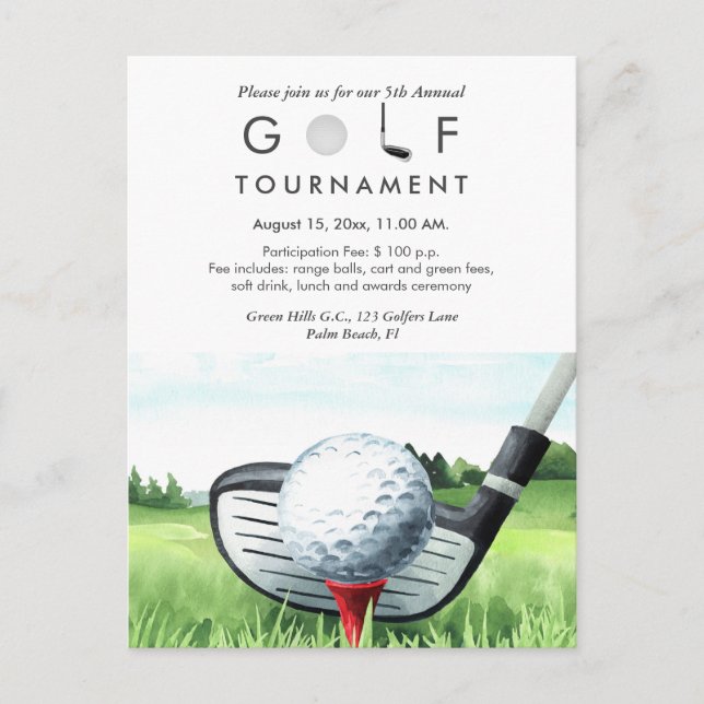 Golf Tournament Annual Invitation Postcard (Front)