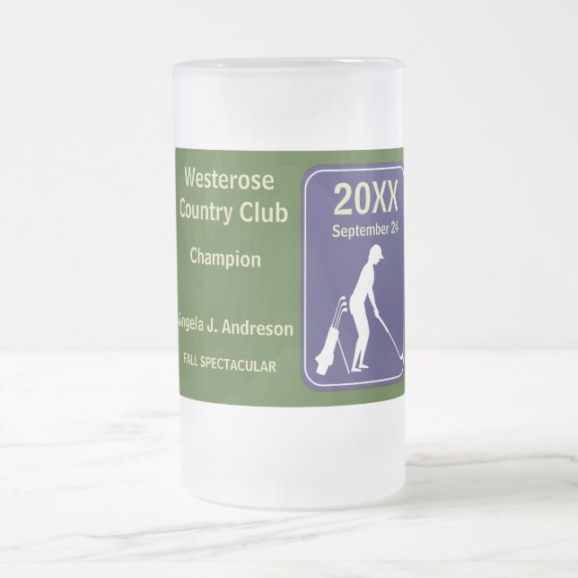 Golf 🏌 Tournament Award Prize  Frosted Glass Beer Mug (Center)